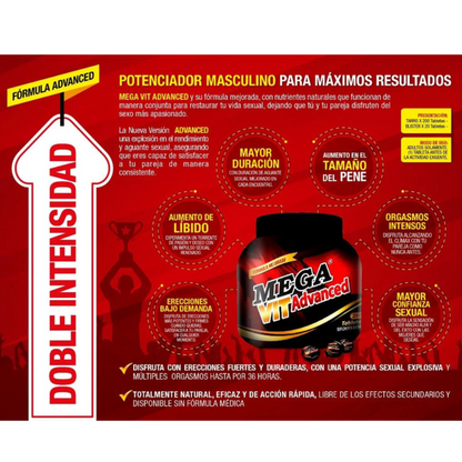 Potenciador Sexual Masculino Mega Vit Advanced x3 comprimidos