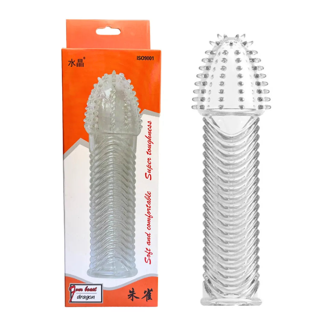 Funda para pene texturizada Transparente Ref-02