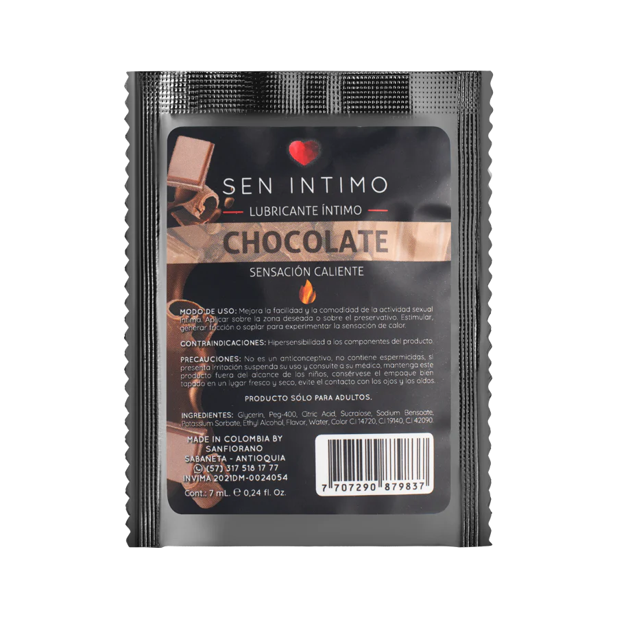 Lubricante Caliente Sachet Chocolate X 7 Ml Sen Intimo