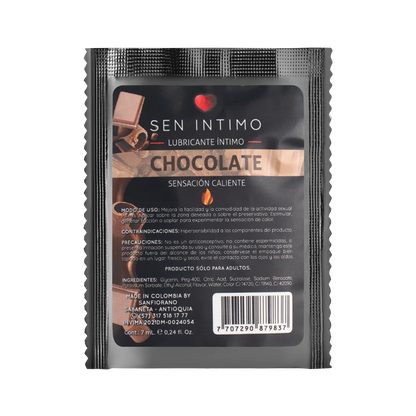 Lubricante Caliente Sachet Chocolate X 7 Ml Sen Intimo