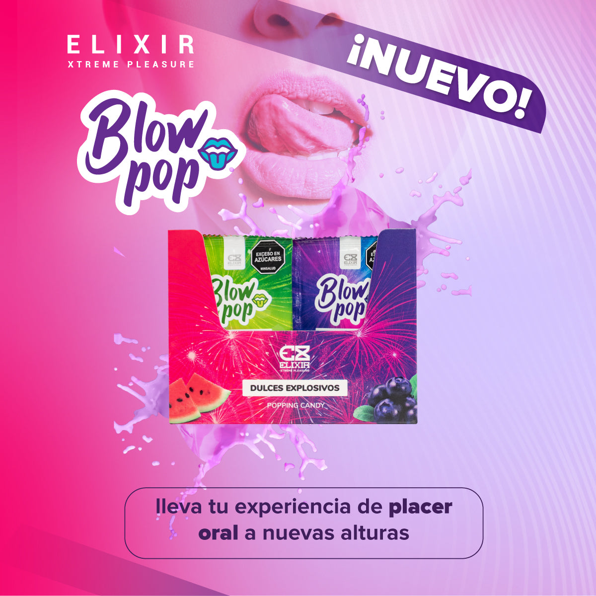 Blow Pop Sabor Mora Azul - Dulces Explosivos para Sexo Oral (Quipitos)
