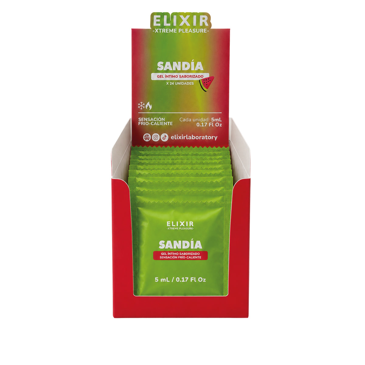Lubricante Intimo Saborizado Sandía Sensación Fría y Caliente Elixir
