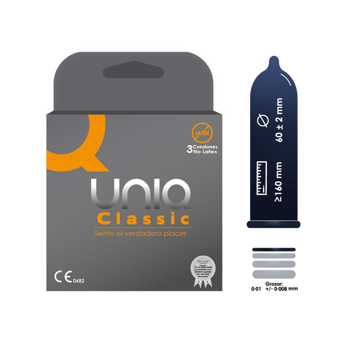 Condón Classic Uniq x 3 Unidades Sin Látex