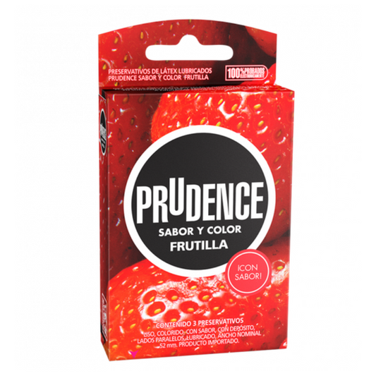Condones Prudence Sabor y Color Fresa x 3