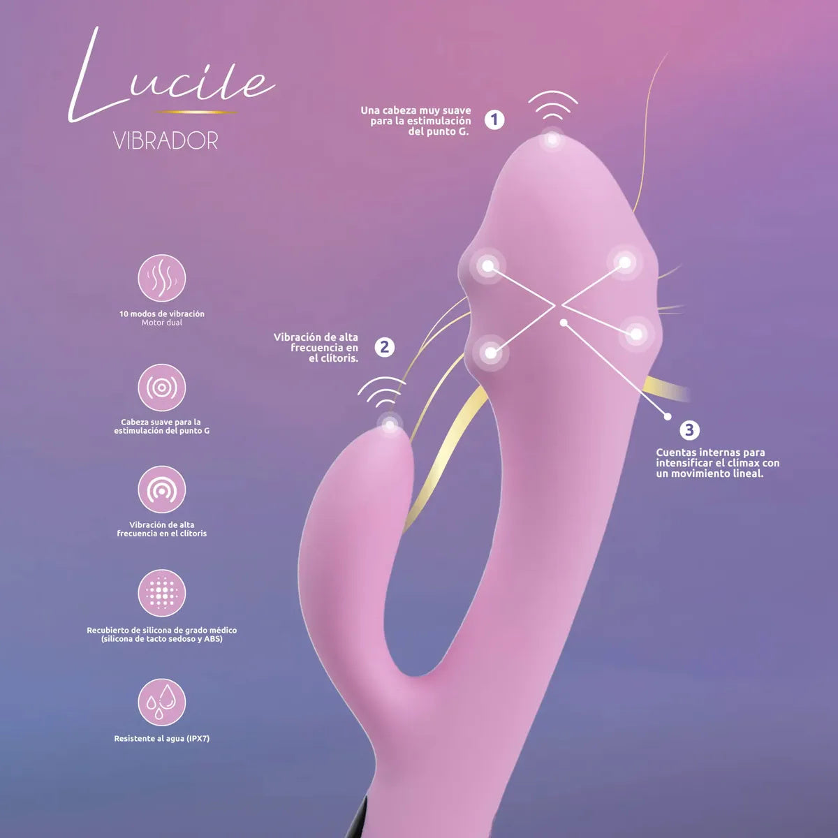 Vibrador Lucile con Perlas Internas para Punto G Carga USB-C Camtoyz