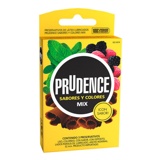Condones Prudence Sabores y Colores Mix x 3