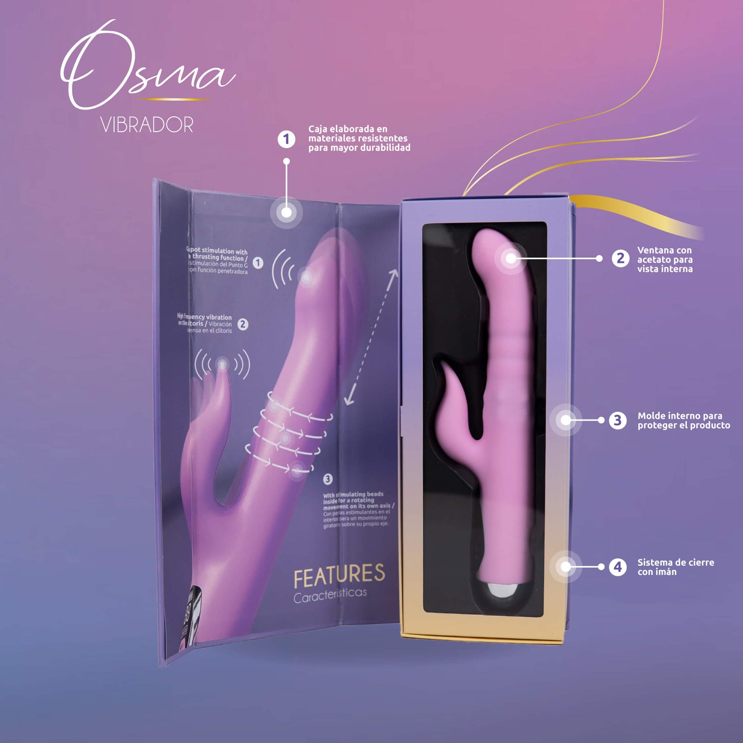 Vibrador Osma con Perlas y Movimiento Carga USB-C Majestic Pro