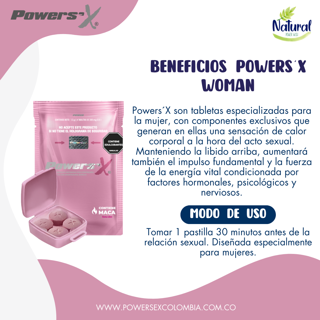 Potenciador Sexual Femenino Powers'X x4 comprimidos