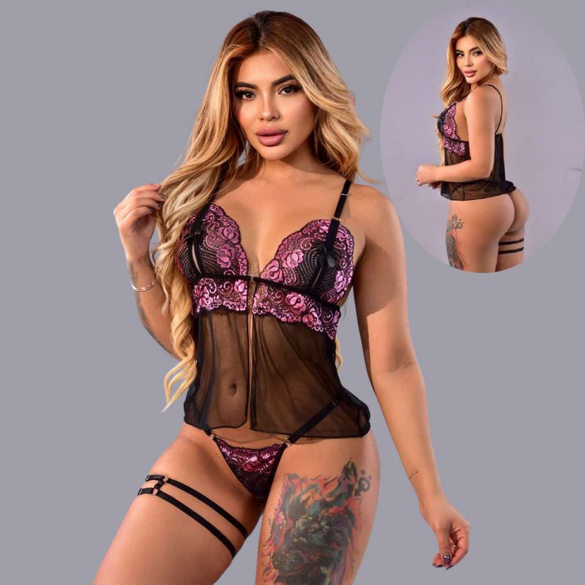 Baby Doll Luna Rosa y Negro