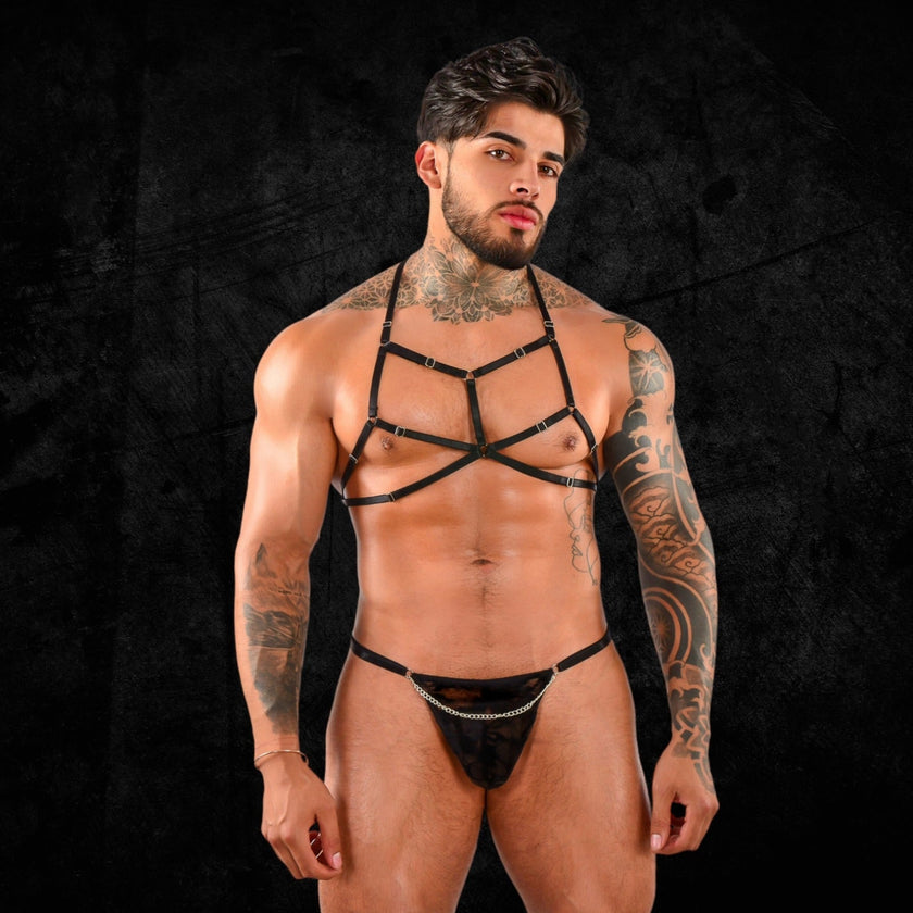 Arnés con Tanga Cadena Sebastián Negro