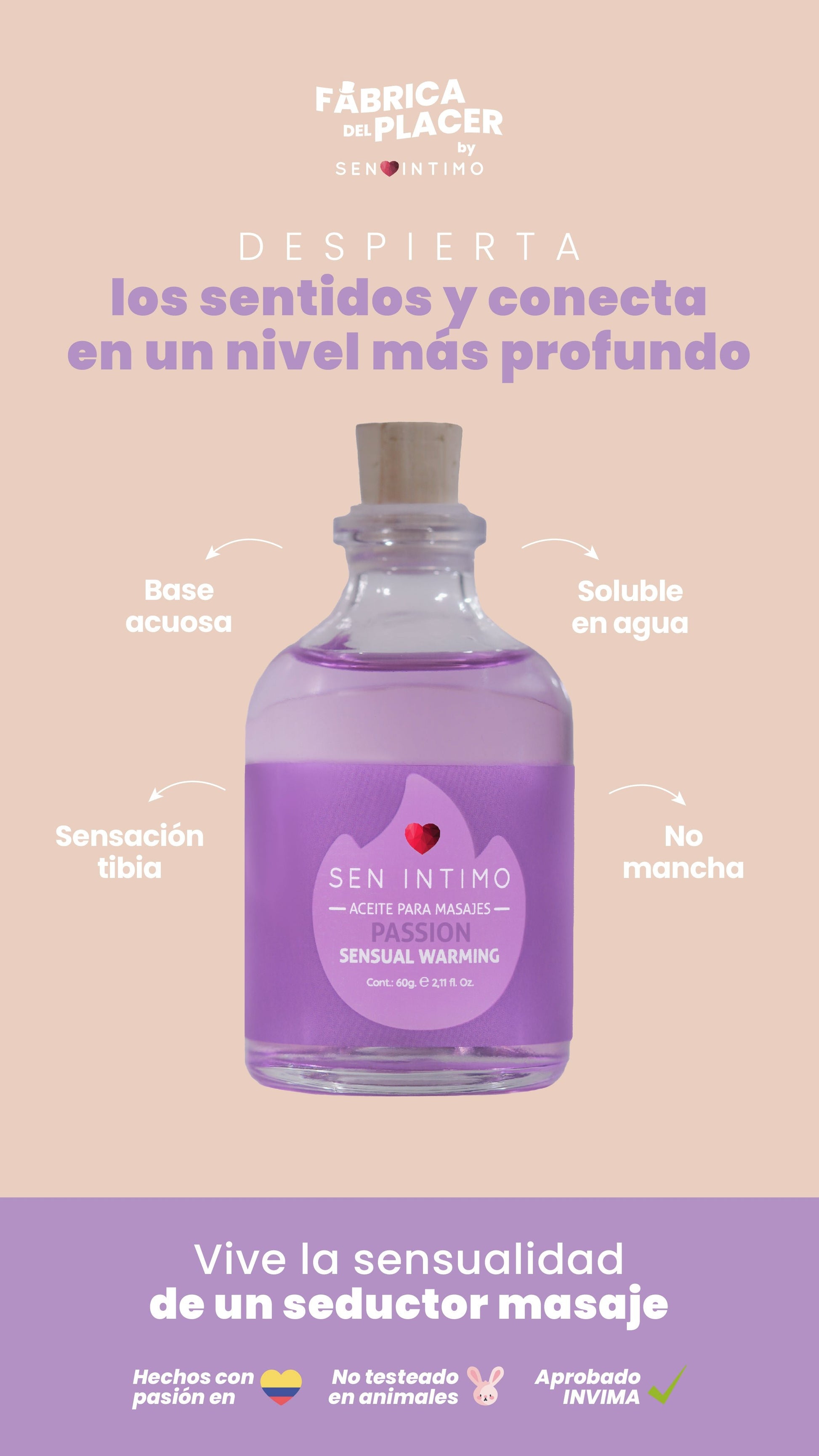 Aceite para masajes Passion Sensual Warming x 60ml