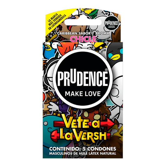 Condones Prudence Vete a La Versh Sabor y Color Chicle x 5