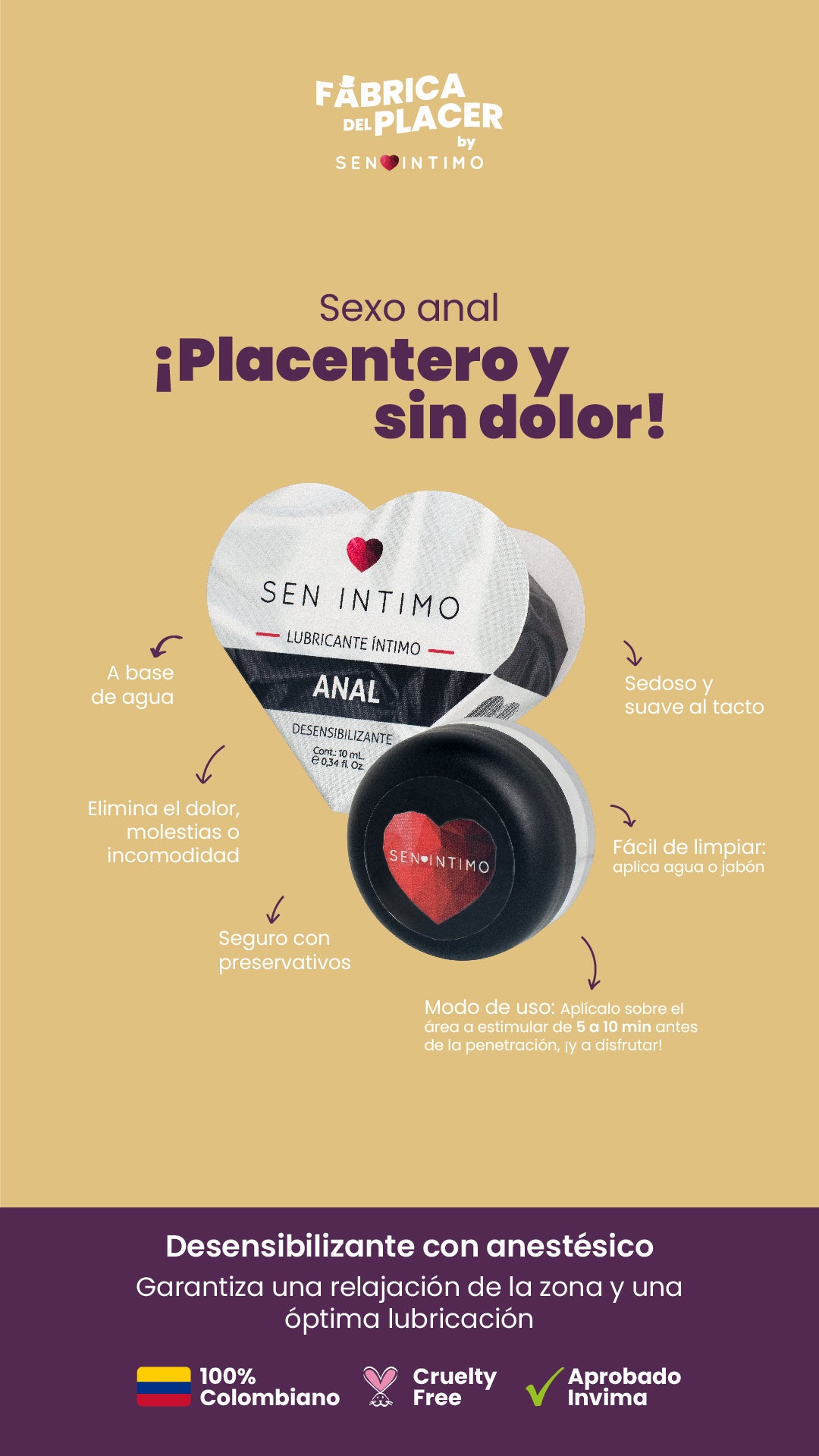 Lubricante Anal Desensibilizante Corazn X 10 ml Sen ntimo Lugamia Lubricante Anal Desensibilizante Corazn X 10 ml Sen ntimo Lugamia
