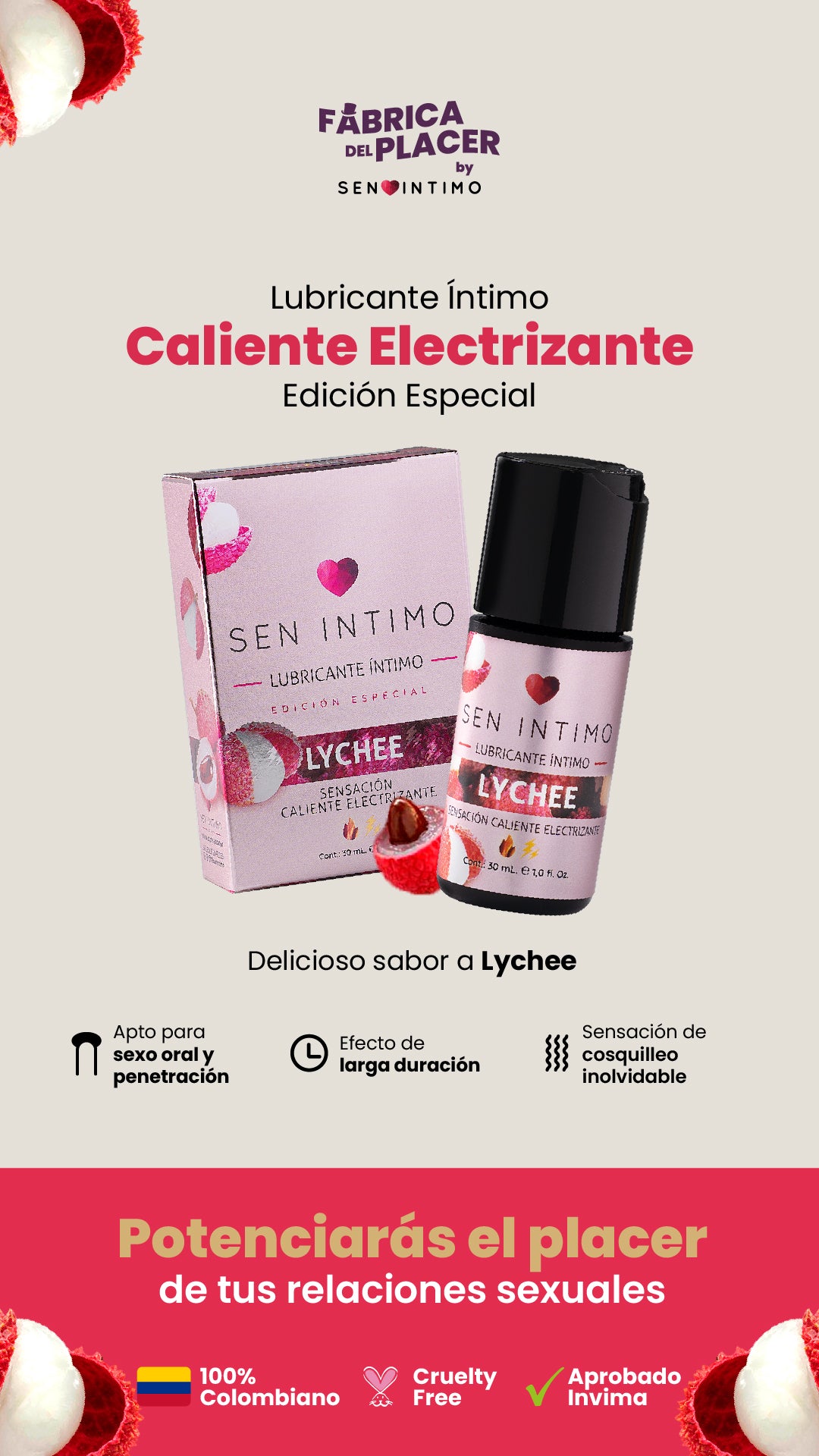 Lubricante Caliente Electrizante Lychee X 30 ML Sen Intimo Lugamia Lubricante Caliente Electrizante Lychee X 30 ML Sen Intimo Lugamia