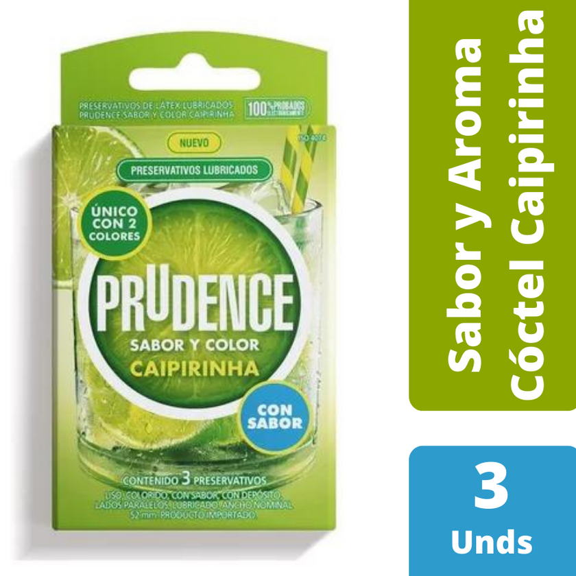 Condones Prudence Sabor y Color Caipirinha
