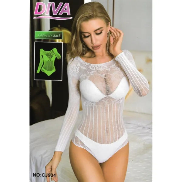 Body de Malla Cleo Blanco Neón