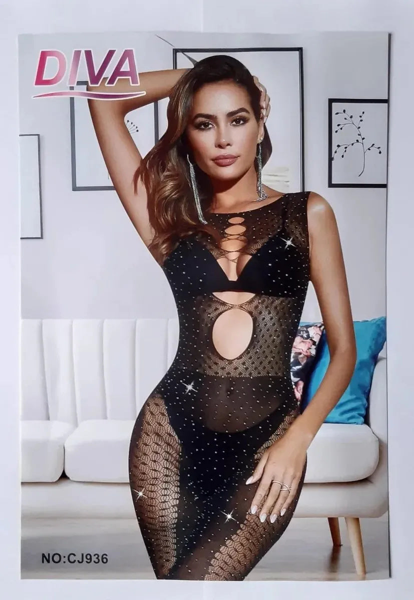 Enterizo en Malla Diva Negro